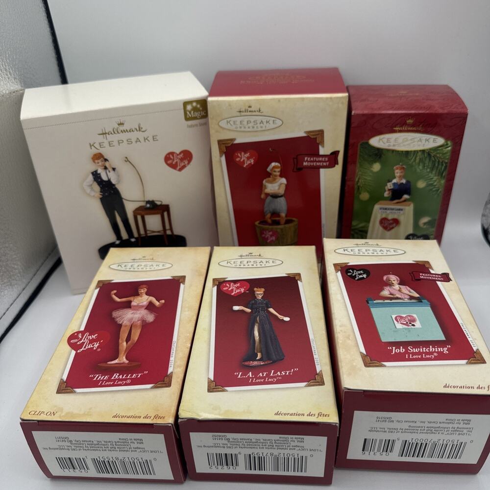 Lot of 6 Hallmark Keepsake I Love Lucy Ornaments